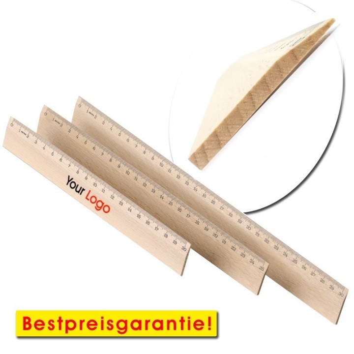 Holzlineal Weißbuche | Werbelineal aus Holz mit Druck