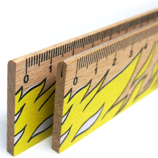Wooden ruler with round...