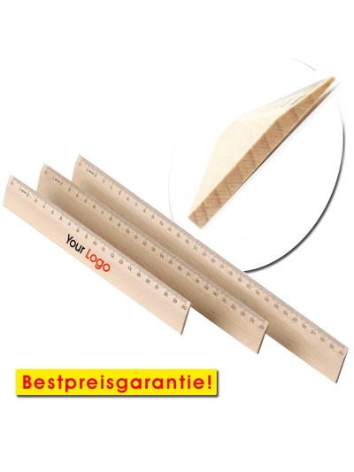 Advertising rulers made of beautiful hornbeam with flattened edge