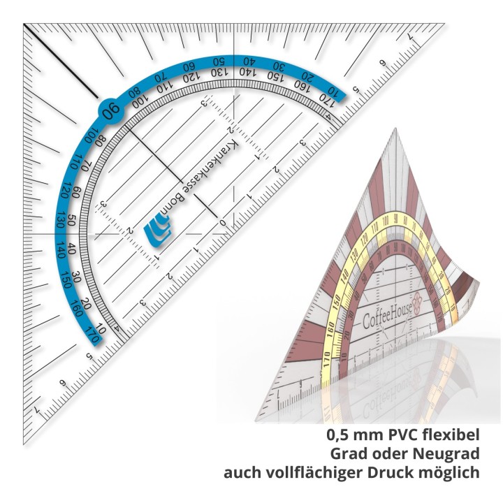 Flexible Geodreiecke mit Logo bedrucken lassen
