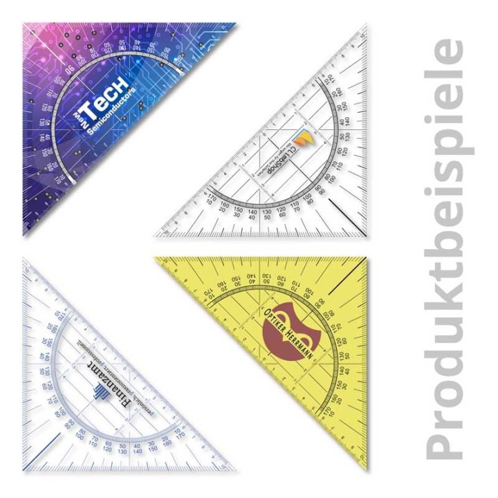 Flexible Geodreiecke mit Logo bedrucken lassen